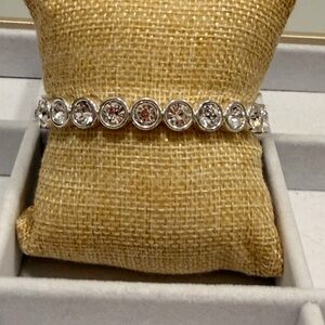 BOMB PARTY TENNIS BRACELET! Silver Crystal Bezel Tennis Bracelet